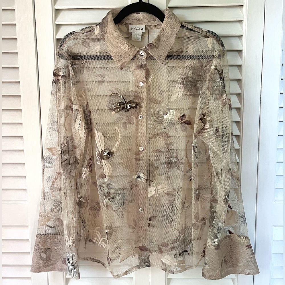 Sheer Floral Blouse XL